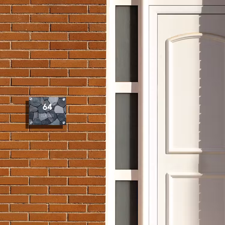 Naambordje voordeur - Rechthoek - Donkergrijze stenen - Modern — 3