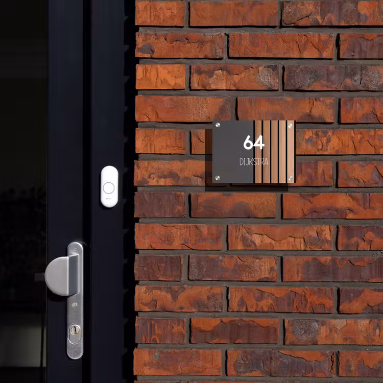 Naambordje voordeur - Rechthoek - Hout en antraciet - Modern — 2