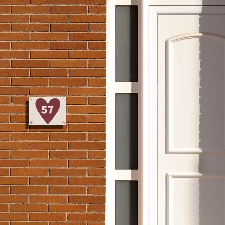 Naambordje voordeur - Rechthoek - Rood hart - Traditioneel — 3