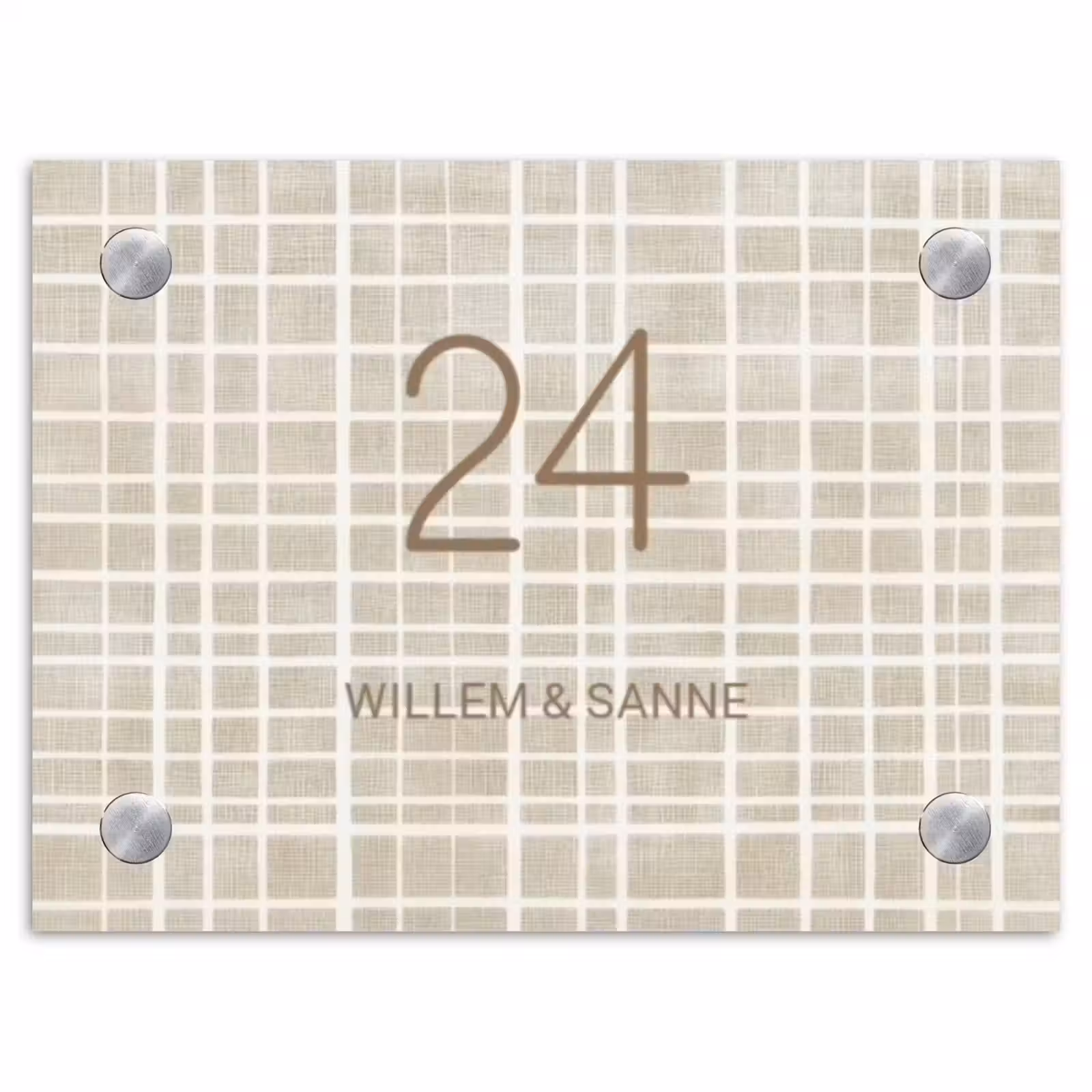 Naambordje voordeur - Rechthoek - Beige raster - Klassiek — 1