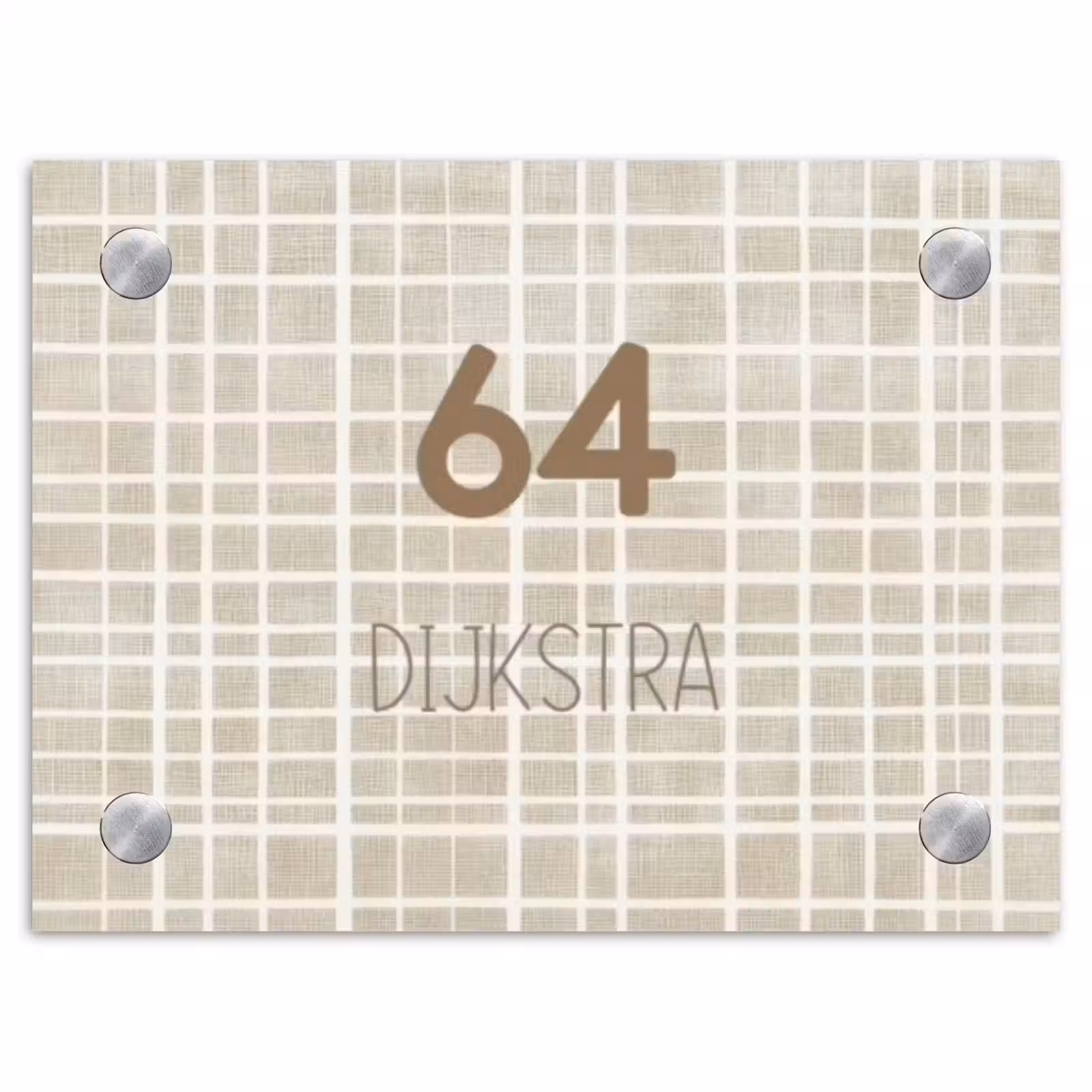Naambordje voordeur - Rechthoek - Beige raster - Modern — 1