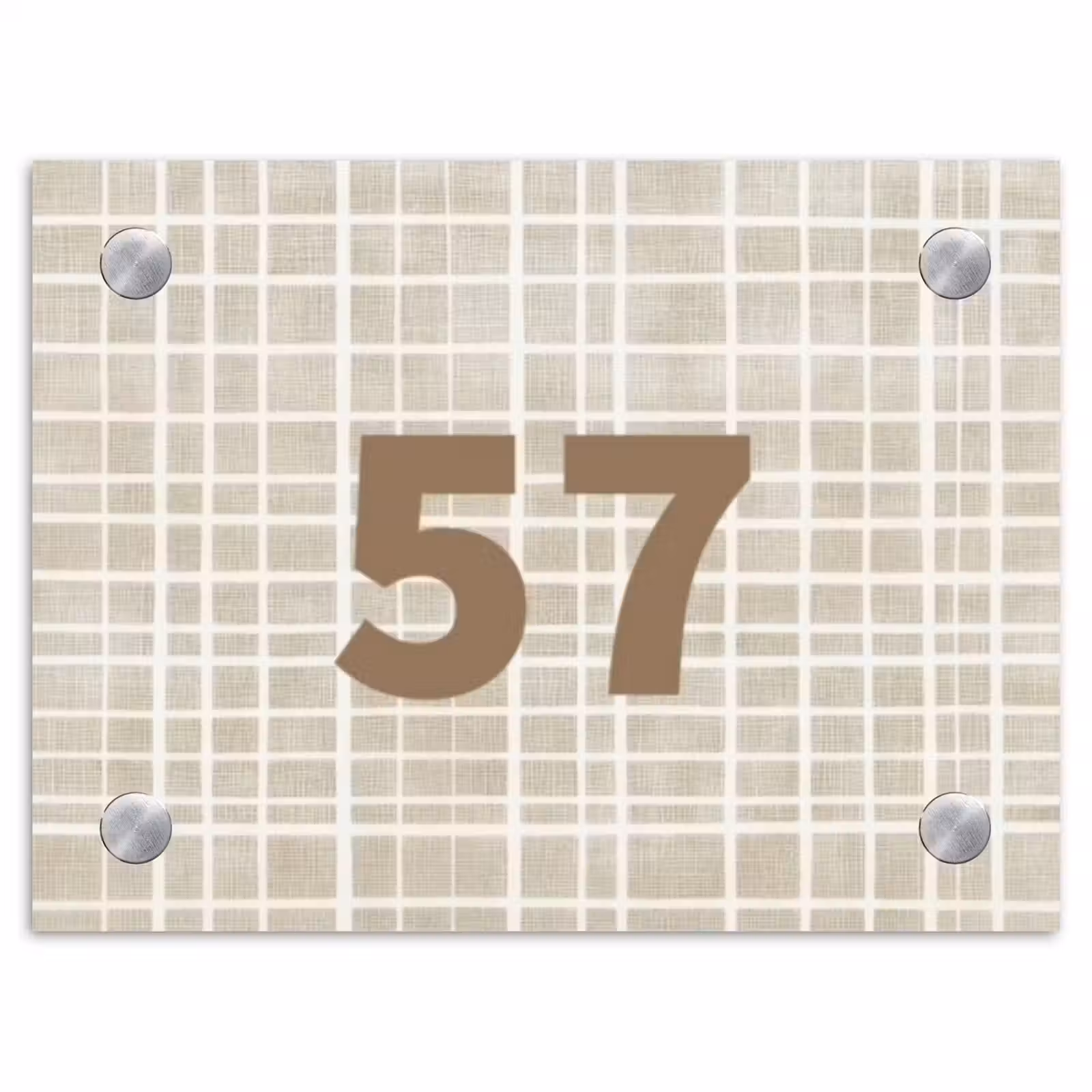 Naambordje voordeur - Rechthoek - Beige raster - Traditioneel — 1