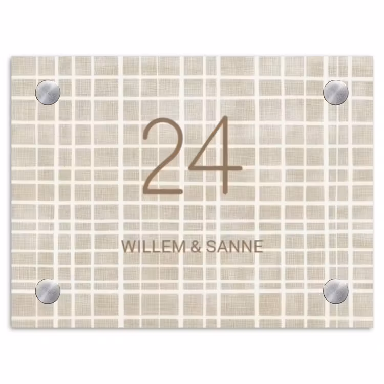 Naambordje voordeur - Rechthoek - Beige raster - Klassiek — 1