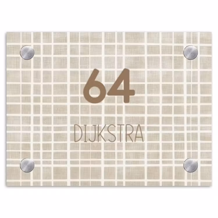 Naambordje voordeur - Rechthoek - Beige raster - Modern — 1
