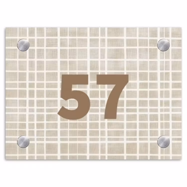 Naambordje voordeur - Rechthoek - Beige raster - Traditioneel — 1