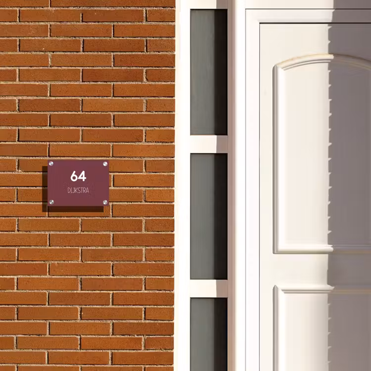 Naambordje voordeur - Rechthoek - Bordeauxrood - Modern — 3