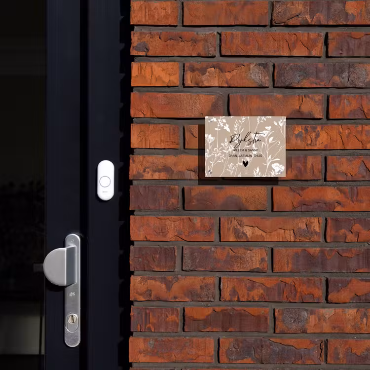 Naambordje voordeur - Rechthoek - Beige bloemmotief - Sierlijk — 2