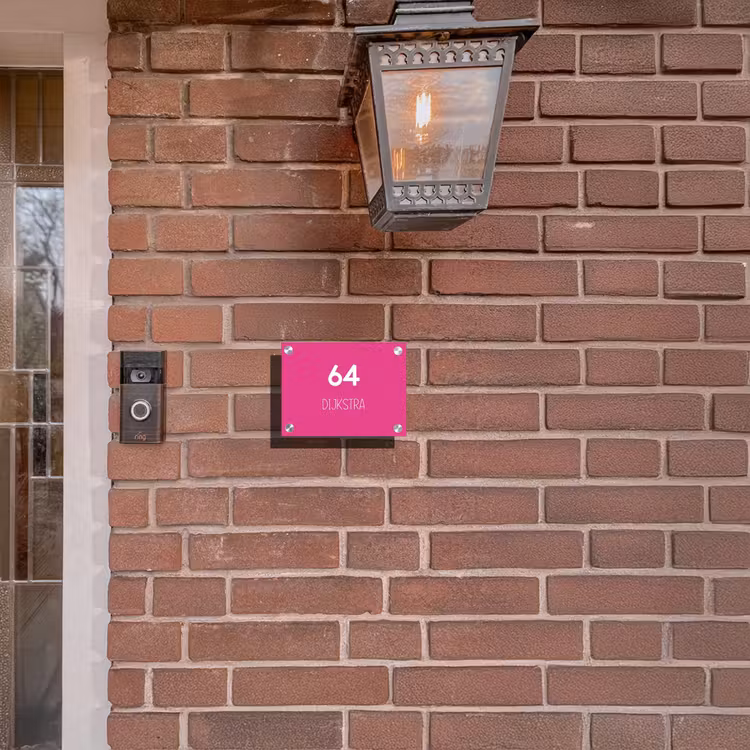 Naambordje voordeur - Rechthoek - Felroze - Modern — 5