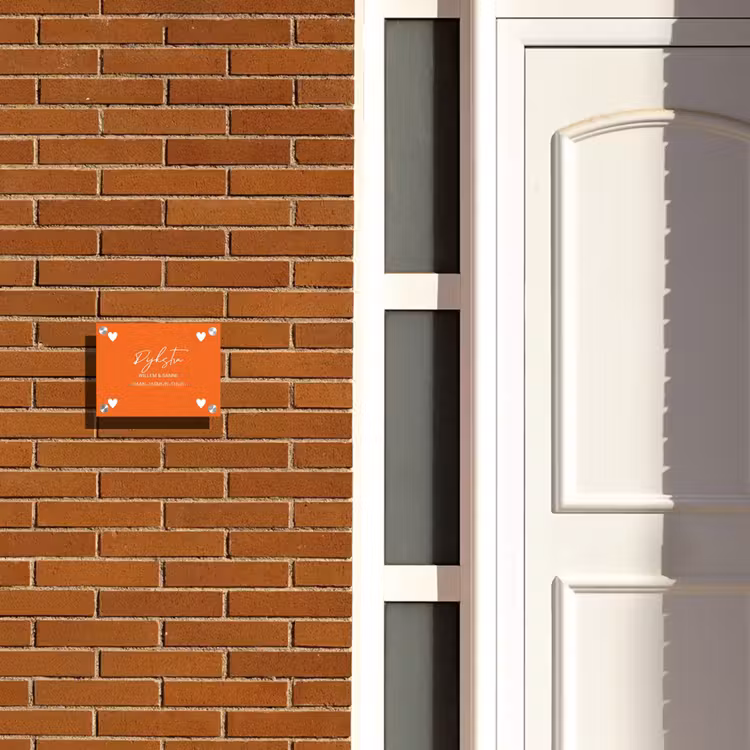Naambordje voordeur - Rechthoek - Witte hartjes in hoeken - Sierlijk — 3