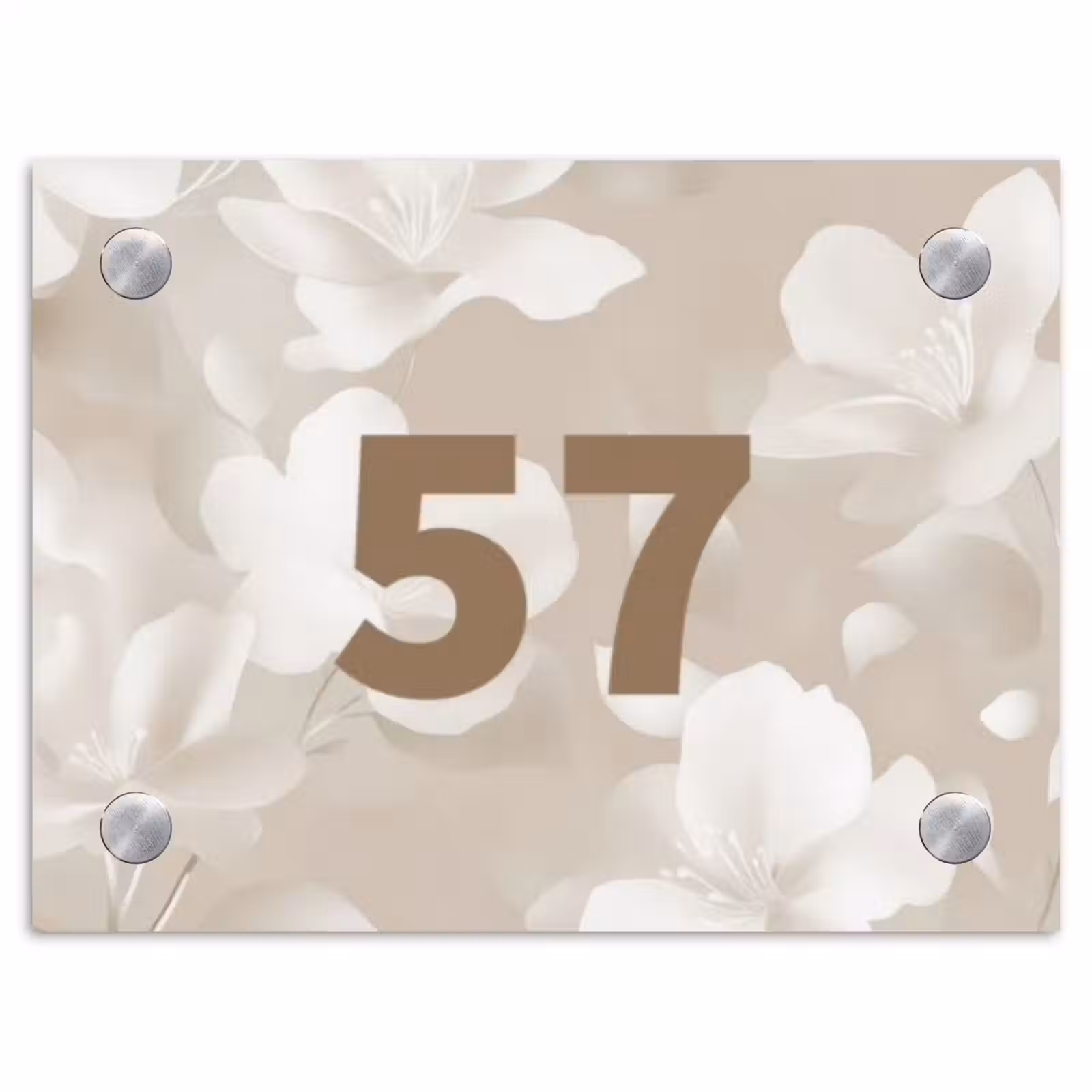 Naambordje voordeur - Rechthoek - Beige bloemen - Traditioneel — 1