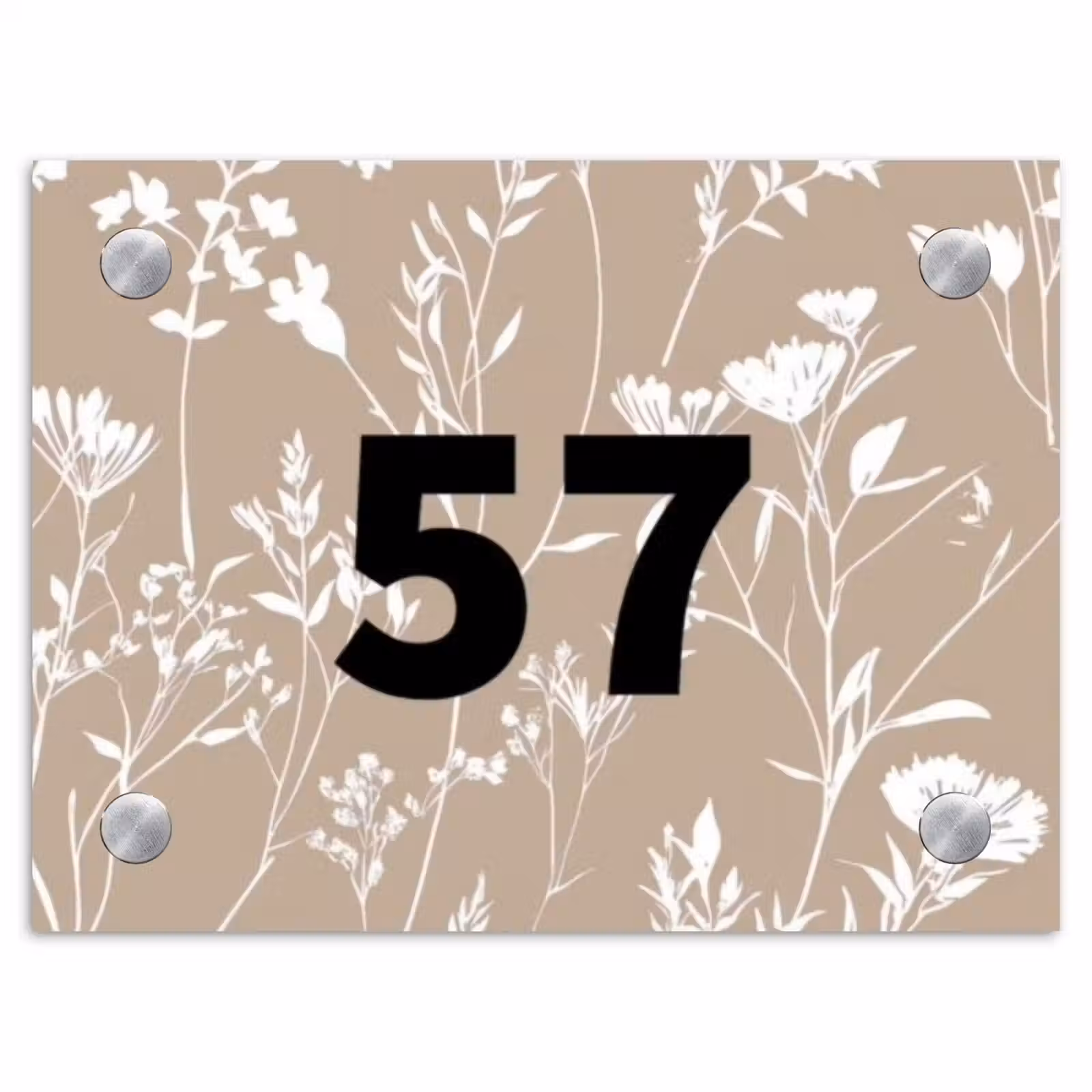 Naambordje voordeur - Rechthoek - Beige bloemmotief - Traditioneel — 1