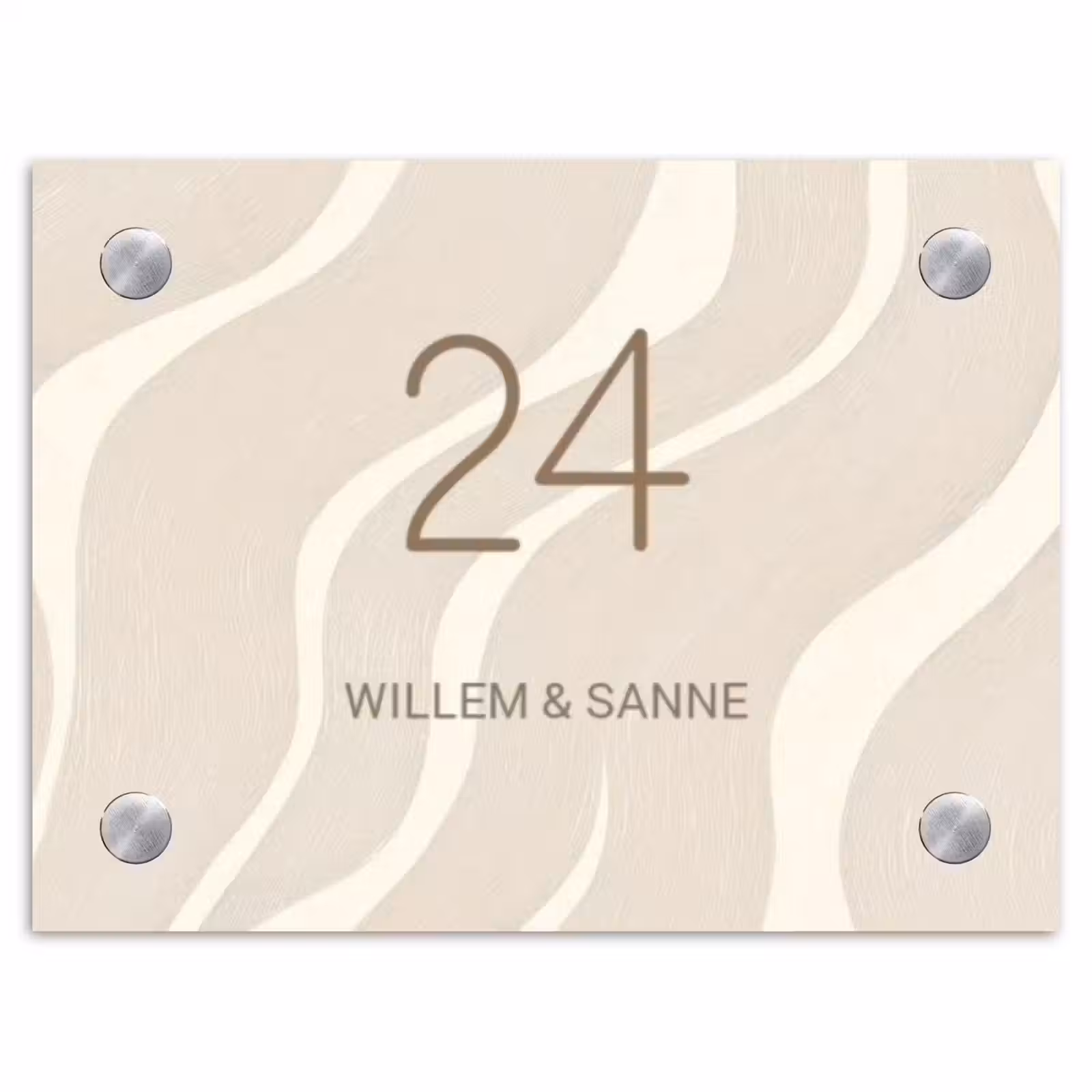 Naambordje voordeur - Rechthoek - Beige golven - Klassiek — 1