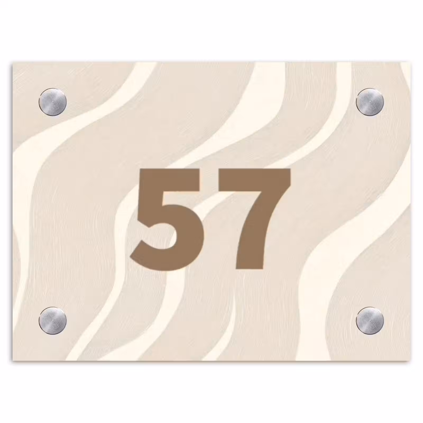 Naambordje voordeur - Rechthoek - Beige golven - Traditioneel — 1