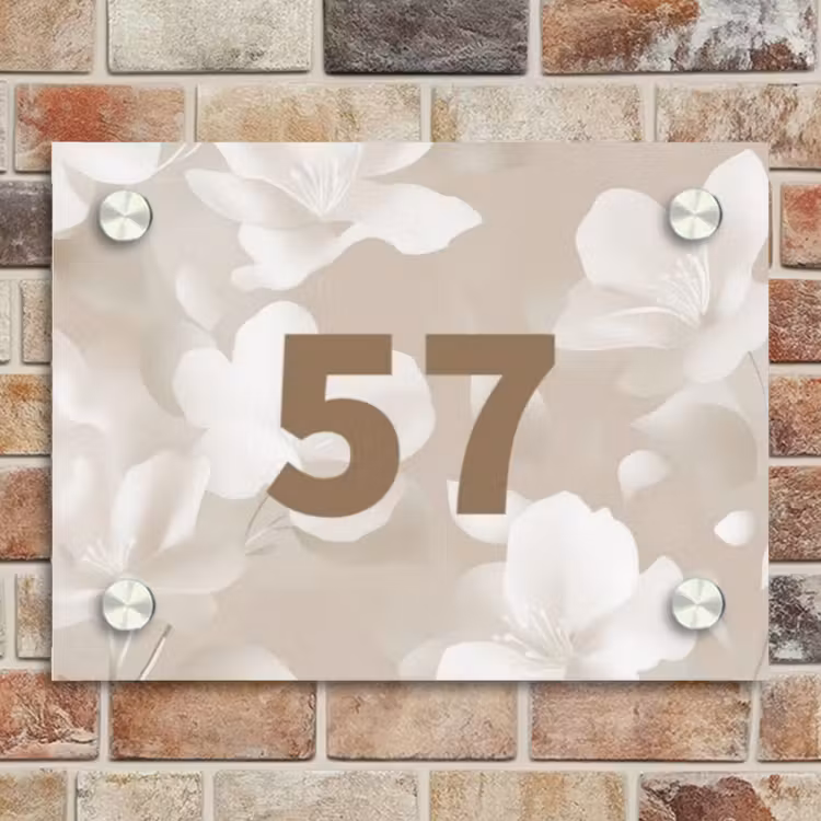 Naambordje voordeur - Rechthoek - Beige bloemen - Traditioneel — 4