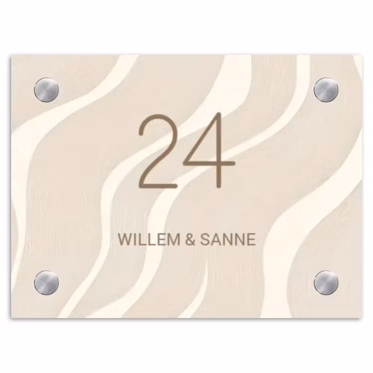 Naambordje voordeur - Rechthoek - Beige golven - Klassiek — 1