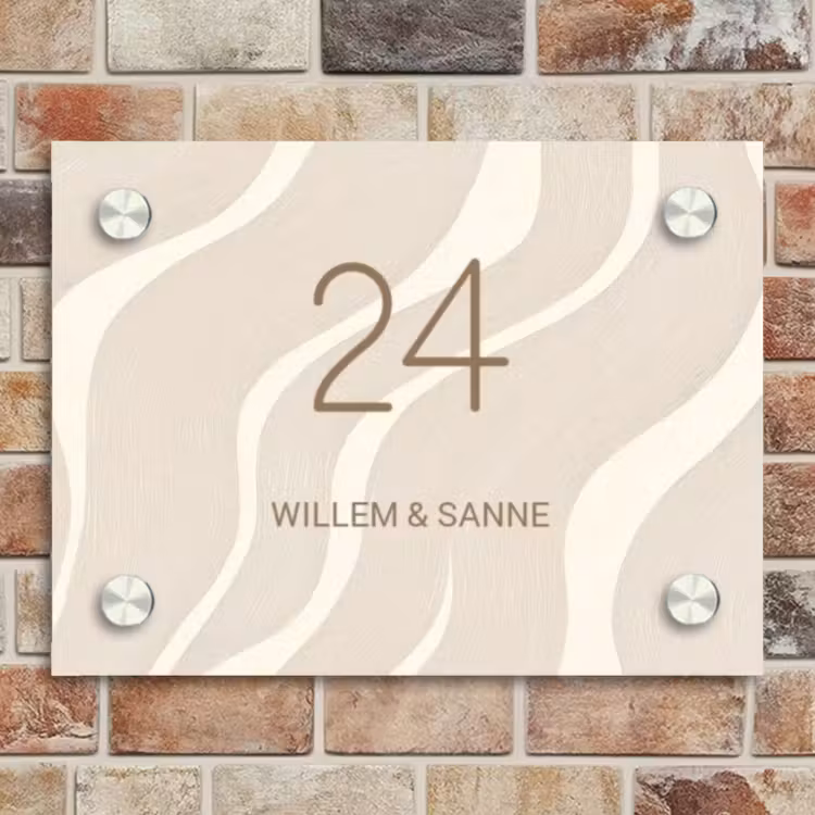 Naambordje voordeur - Rechthoek - Beige golven - Klassiek — 4