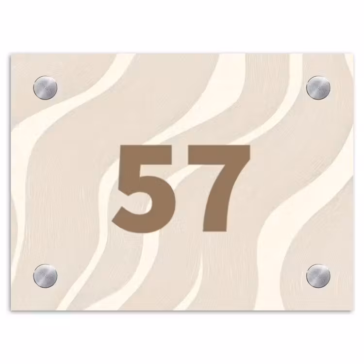 Naambordje voordeur - Rechthoek - Beige golven - Traditioneel — 1