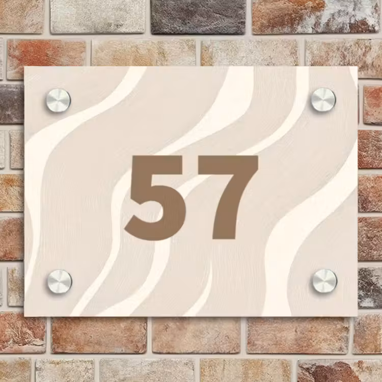 Naambordje voordeur - Rechthoek - Beige golven - Traditioneel — 4