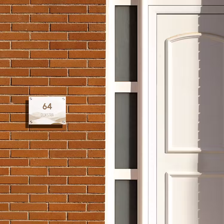 Naambordje voordeur - Rechthoek - Beige landschap - Modern — 3
