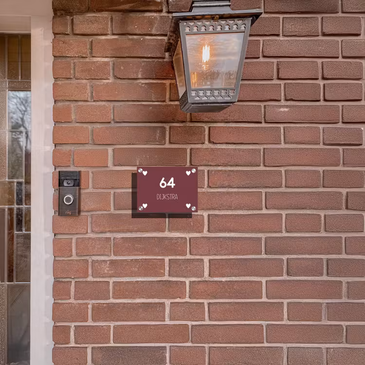 Naambordje voordeur - Rechthoek - Witte hartjes in hoeken - Modern — 5
