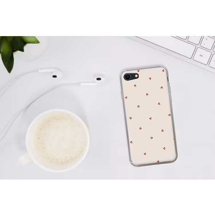 Beige achtergrond met patroon van kleine kersen — 2