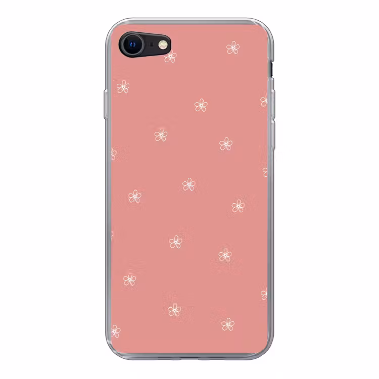 Roze achtergrond met witte bloemen — 1