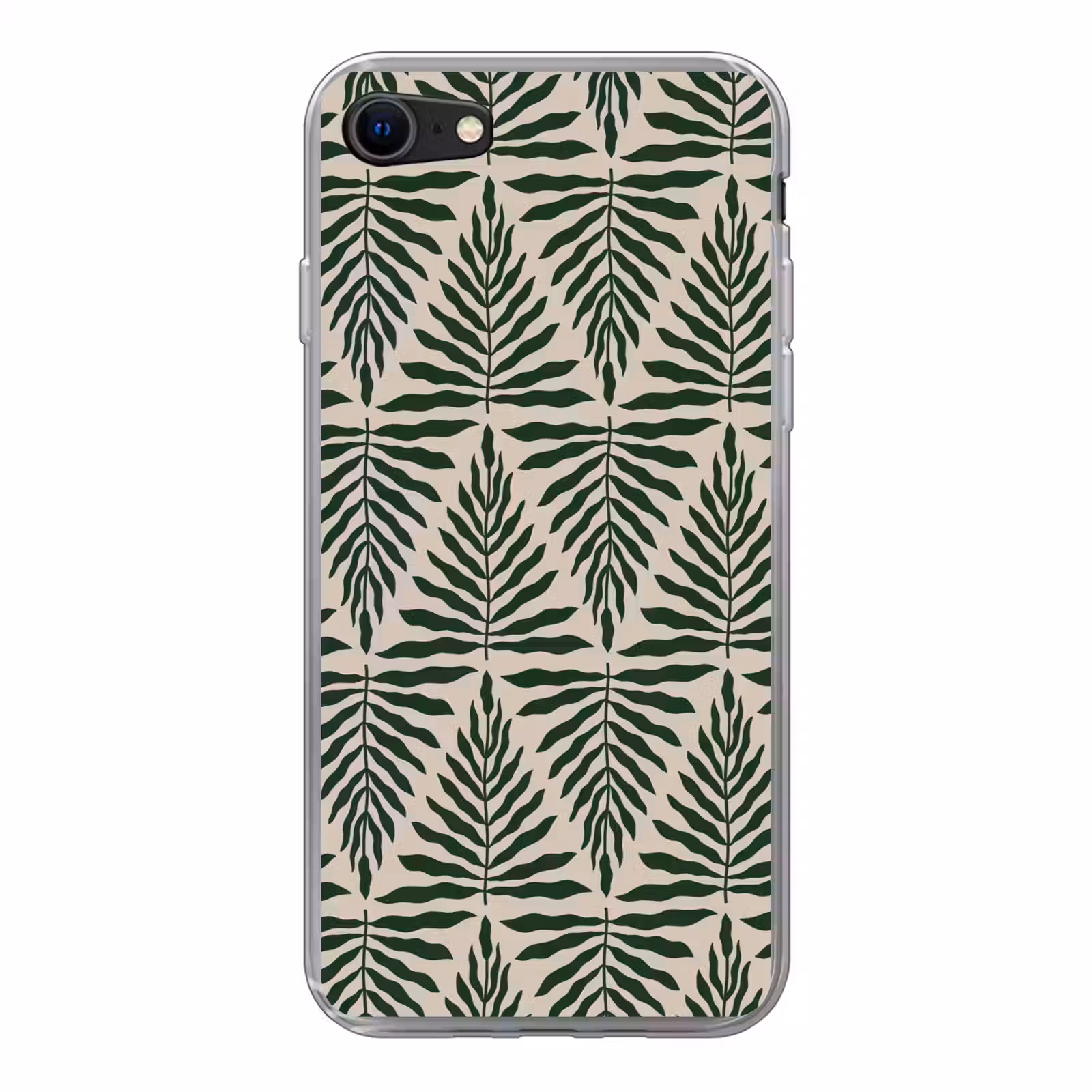 Patroon van bladeren in beige met donkergroen — 1