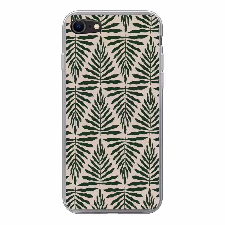 Patroon van bladeren in beige met donkergroen — 1