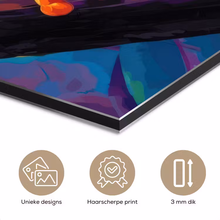 Aluminium schilderij - Kikker - Felgekleurd - Tak - Regenboog — 7