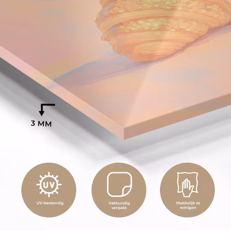Glas schilderij - Croissant - Strik - Roze — 3
