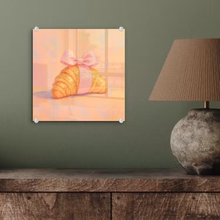Glas schilderij - Croissant - Strik - Roze — 4