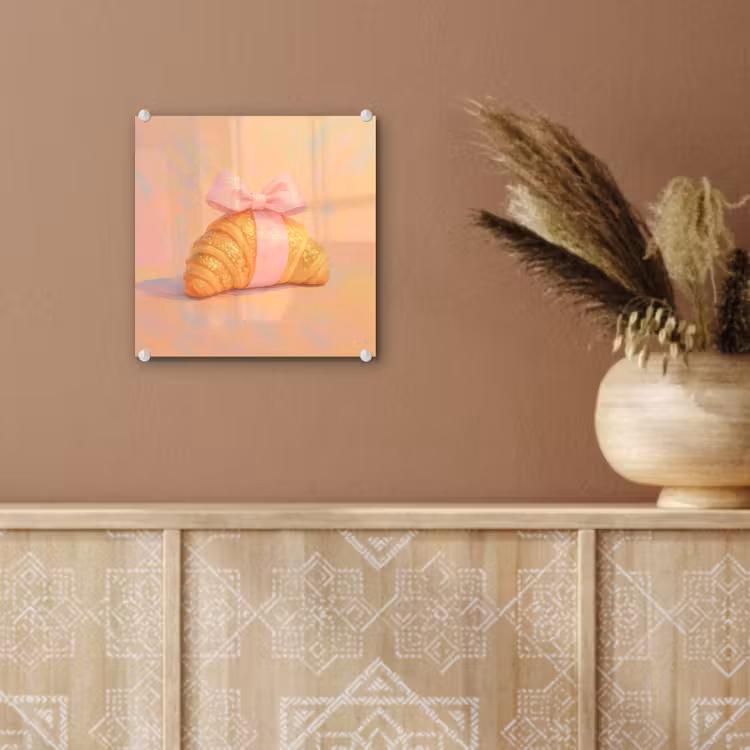 Glas schilderij - Croissant - Strik - Roze — 6