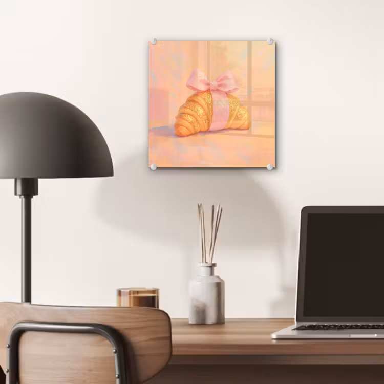 Glas schilderij - Croissant - Strik - Roze — 7