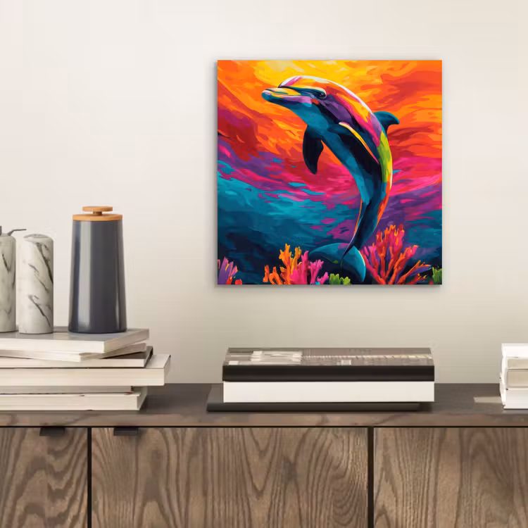 Aluminium schilderij - Dolfijn - Kleurrijk - Oceaan - Koraal — 2