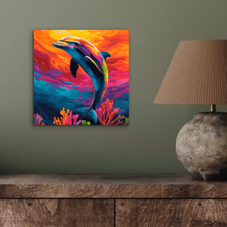 Aluminium schilderij - Dolfijn - Kleurrijk - Oceaan - Koraal — 3