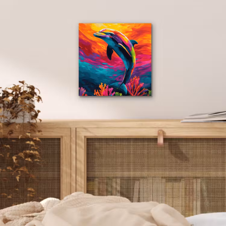 Aluminium schilderij - Dolfijn - Kleurrijk - Oceaan - Koraal — 4