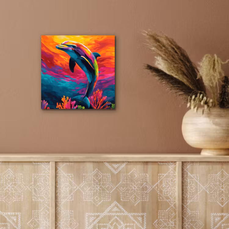 Aluminium schilderij - Dolfijn - Kleurrijk - Oceaan - Koraal — 5