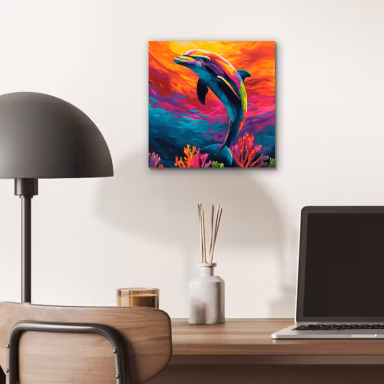 Aluminium schilderij - Dolfijn - Kleurrijk - Oceaan - Koraal — 6