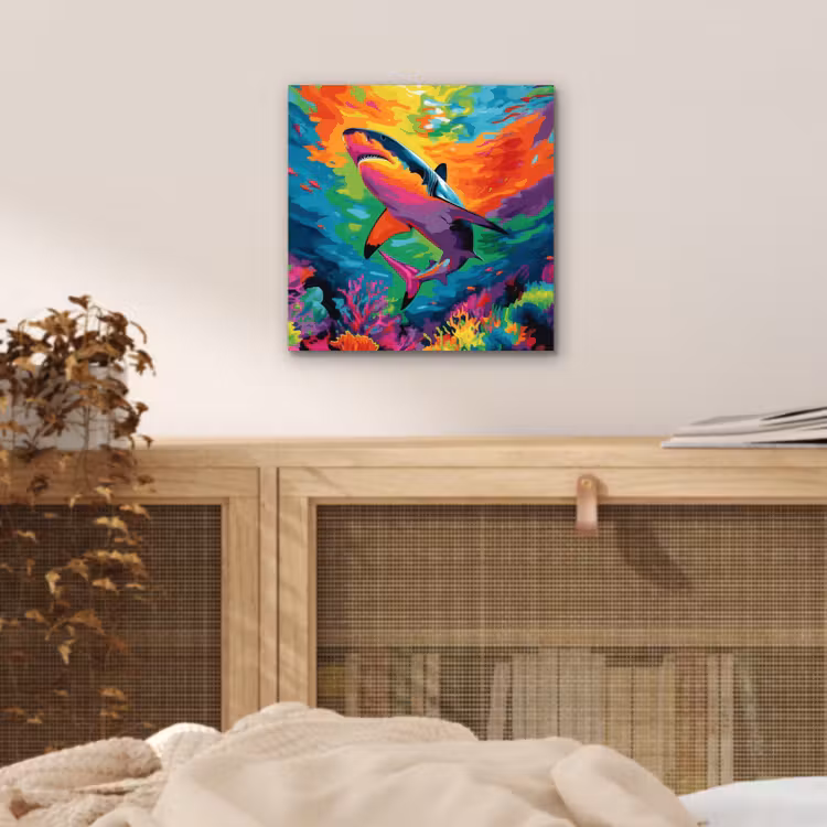 Aluminium schilderij - Haai - Koraalrif - Abstract - Kleurrijk — 4