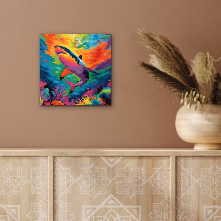 Aluminium schilderij - Haai - Koraalrif - Abstract - Kleurrijk — 5