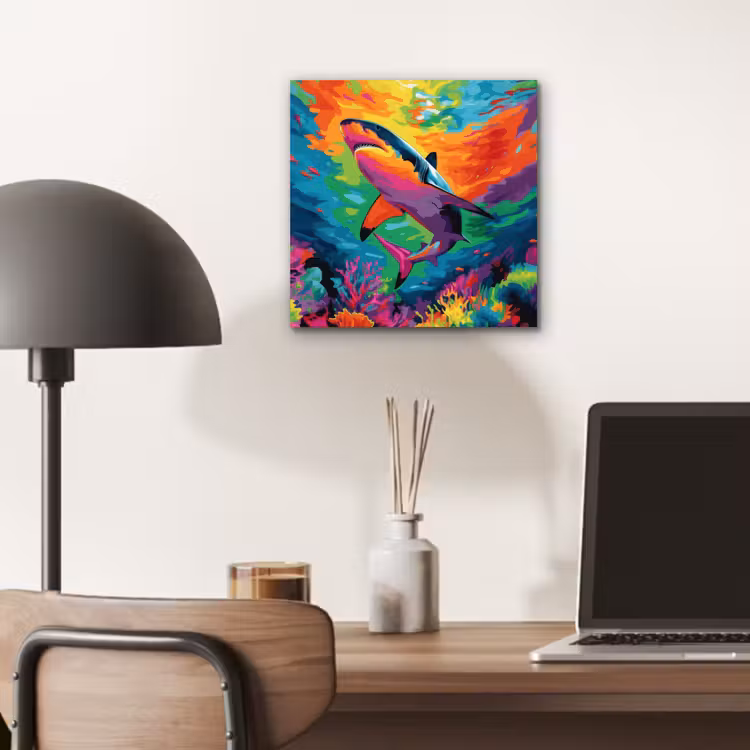 Aluminium schilderij - Haai - Koraalrif - Abstract - Kleurrijk — 6