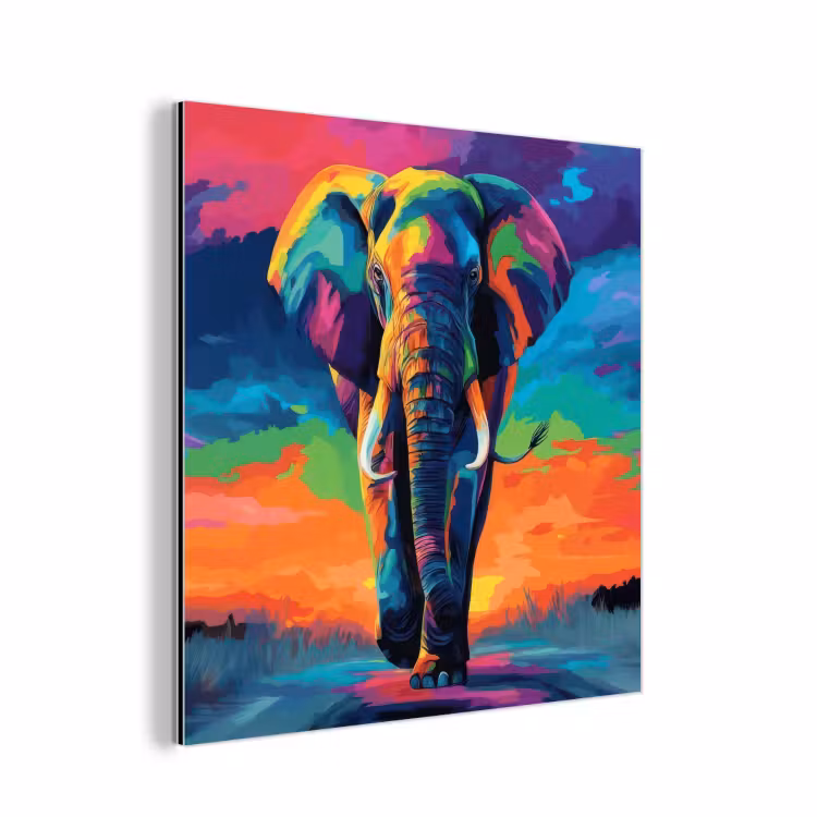 Aluminium schilderij - Olifant - Kleurrijk - Lucht - Abstract — 1