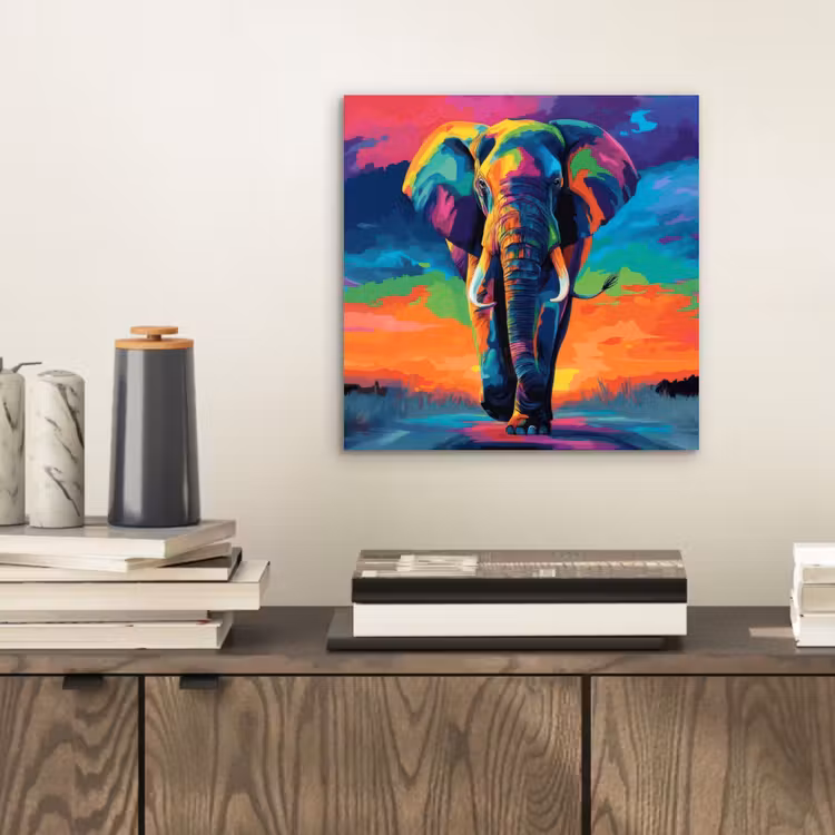 Aluminium schilderij - Olifant - Kleurrijk - Lucht - Abstract — 2