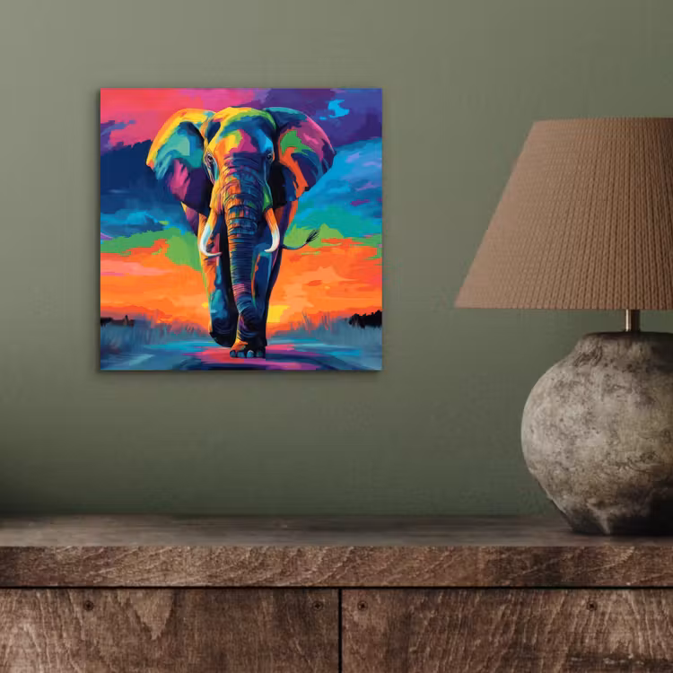 Aluminium schilderij - Olifant - Kleurrijk - Lucht - Abstract — 3