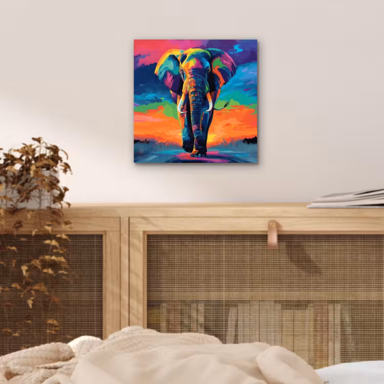 Aluminium schilderij - Olifant - Kleurrijk - Lucht - Abstract — 4