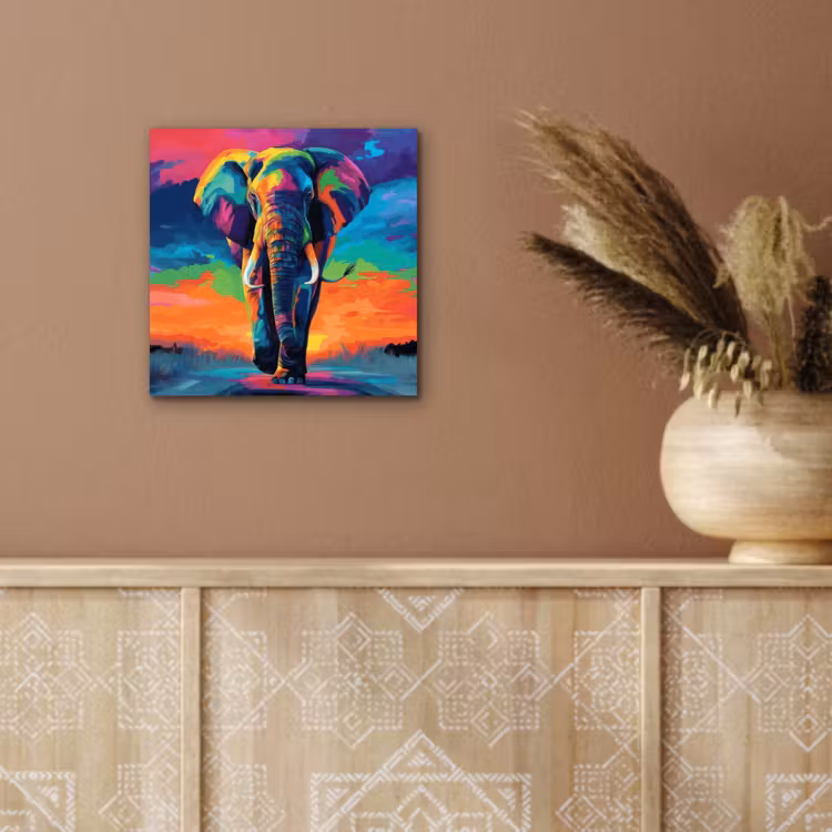 Aluminium schilderij - Olifant - Kleurrijk - Lucht - Abstract — 5