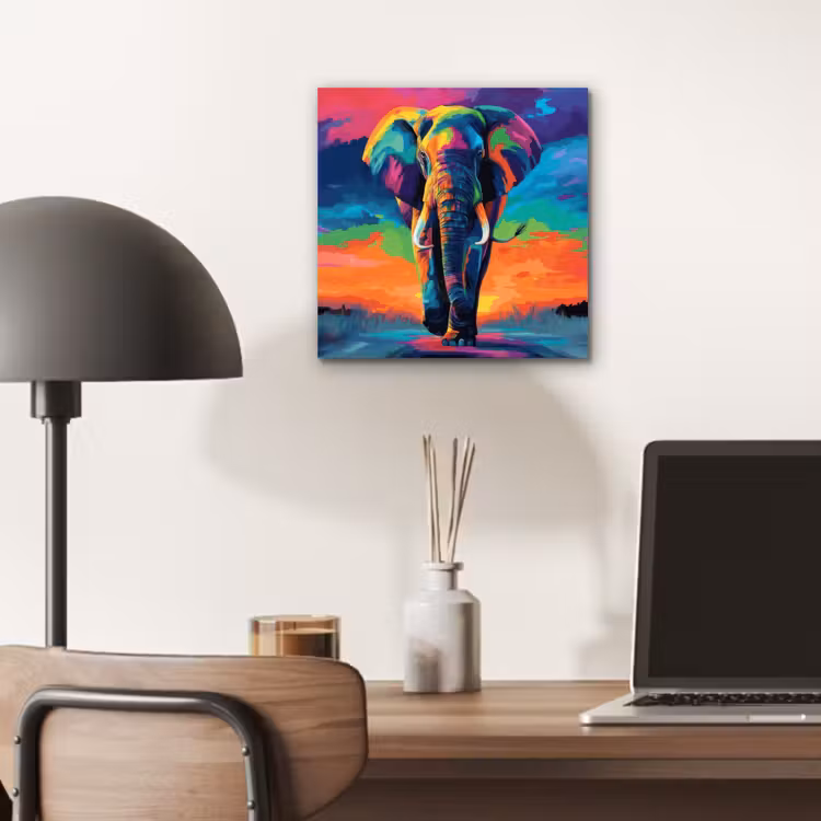 Aluminium schilderij - Olifant - Kleurrijk - Lucht - Abstract — 6