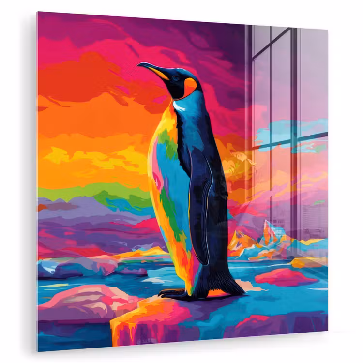 Glas schilderij - Ijsschots - Pinguïn - Abstract - Lucht — 1