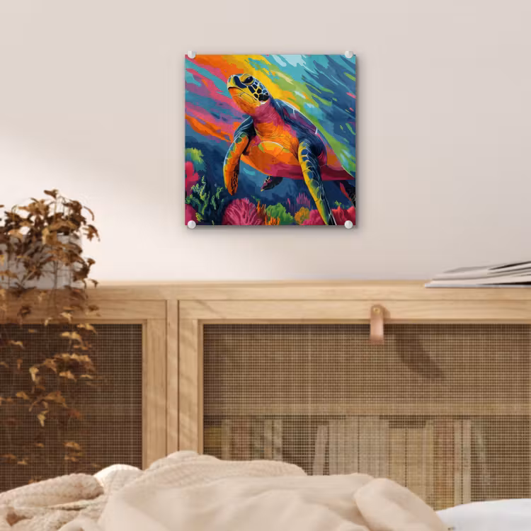 Glas schilderij - Koraal - Schildpad - Abstract - Water — 5