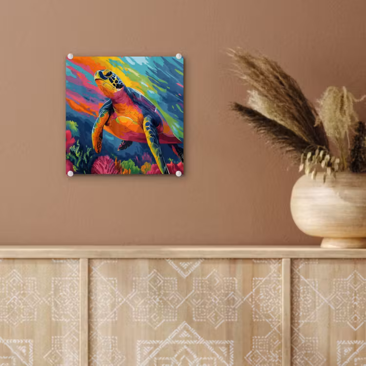 Glas schilderij - Koraal - Schildpad - Abstract - Water — 6